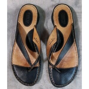 Born Sandals Womens Sz 10 Flip Flop Thong Black Leather W3363